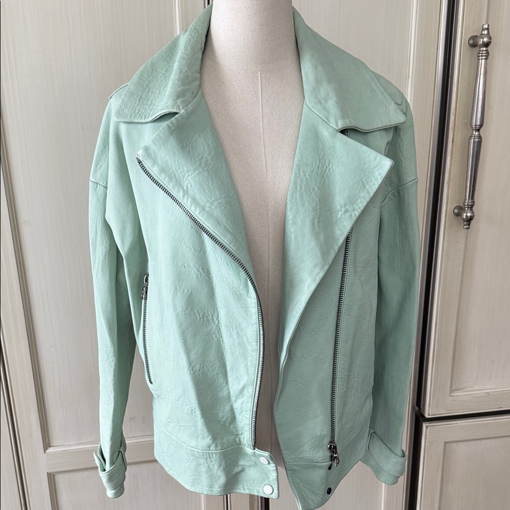 J Brand Mint lamb leather  Jacket